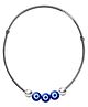 Darshraj Jewels 925 Sterling Silver Handmade Thread Anklet with 2 Silver Balls & 3 Evil Eye - White