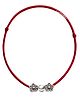 Darshraj Jewels Handmade 925 Sterling Silver Thread Anklet with Flower & Ball Beads - Red