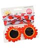 Neska Moda Floral Designed UV Protected Sunglasses With Headband Set - Red