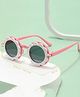 Neska Moda Floral Designed Flip Up Frame Unisex Sunglasses - Pink & White