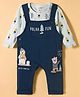 CUCUMBER Single Jersey Knit Full Sleeves Romper With Animal Embroidery - Navy Blue