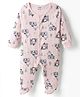 CUCUMBER Single Jersey Knit Full Sleeves Footed Romper With Animal Print - Pink