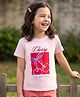 Kookie Kids Single Jersey Knit  Half Sleeves T-Shirt With Cherry Text Print - Pink