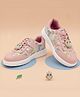 Hopits Owl Applique Detailed & Floral Designed Lace Up Sneakers - Peach