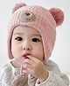 Ziory Woollen Animal Designed & Pom Pom Embellished Caps - Light Pink - Circumference 46 - 50 Cm