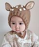 Ziory  Deer Ear Applique Detailed Tie Knot Cap - Brown - Circumference - 46-50 cm