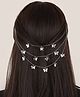 Ziory Butterfly Applique Detailed Three Layered Chain With Hair Clips - Silver