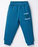 Zero Knit Full Length Fleece Pant With Text Print - Blue