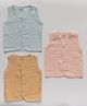 AARIRO 100% Muslin Woven Pack Of 3 Sleeveless Solid Jablas - Blue Pink & Beige
