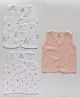 AARIRO 100% Muslin Woven Pack Of 3 Sleeveless Solid Bunnies & Butterflies Printed Jablas - White & Light Pink