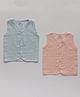 AARIRO 100% Muslin Woven Pack Of 2 Sleeveless Solid Jablas - Blue & Pink