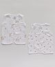 AARIRO 100% Muslin Woven Pack Of 2 Sleeveless Bunny & Butterflies Printed Jablas - White
