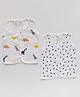 AARIRO 100% Muslin Woven Pack Of 2 Sleeveless Dinosaurs  Printed Jablas - White