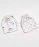 AARIRO 100% Muslin Woven Pack Of 2 Rainbow & Polka Dots Printed Shorts - White