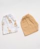 AARIRO 100% Muslin Woven Pack Of 2 Solid & Giraffe Printed Shorts - White & Brown