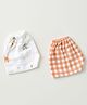 AARIRO 100% Muslin Woven Pack Of 2 Checked & Jungle Theme Printed Shorts - White