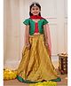 KID1 Silk Woven Half Sleeves Geometric Designed Choli Lehenga With Dupatta Set - Green & Golden
