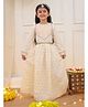 KID1 Cotton Woven Full Sleeves Polka Dots Foil Printed & Gota Lace Embellished Gown - Off White