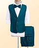 Robo Fry Cotton Woven Full Sleeves Solid 3 Piece Party Suit With Bow - Teal Blue & White