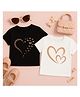 Luke and Lilly Cotton Knit Pack Of 2 Half Sleeves Hearts & Butterfly Printed Tees - Black & White