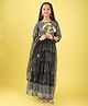 ISHTI Net Woven Three Fourth Sleeves Floral Embroidered Sequins Embellished Lehenga Choli With Dupatta Set - Black