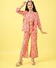 ISHTI Cambric Woven Floral Printed Top & Coordinating Pant With Three Fourth Sleeves Shrug Set - Multi Colour
