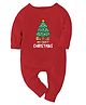 Zeezeezoo 100% Cotton Knit Christmas Theme Full Sleeves My 1st Christmas Text Printed Romper - Red