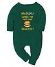 Zeezeezoo 100% Cotton Knit Family Theme Full Sleeves My Mamu Loves Me More Than Vada Pav Text Printed Romper - Forest Green
