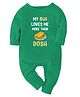 Zeezeezoo 100% Cotton Knit Family Theme Full Sleeves My Bua Loves Me More Than Dosa Text Printed Romper - Green