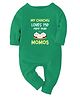 Zeezeezoo 100% Cotton Knit Family Theme Full Sleeves My Chachu Loves Me More Than Momos Text Printed Romper - Green