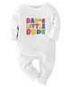 Zeezeezoo 100% Cotton Knit Family Theme Full Sleeves Dads Little Dude Text Printed Romper - White