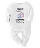 Zeezeezoo 100% Cotton Knit Family Theme Full Sleeves Masis Future Shopping Partner Text Printed Romper - White