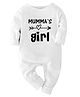 Zeezeezoo 100% Cotton Knit Family Theme Full Sleeves Mummas Girl Text Printed Romper - White