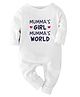 Zeezeezoo 100% Cotton Knit Family Theme Full Sleeves Mummas Girl Text Printed Romper - White
