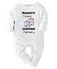Zeezeezoo 100% Cotton Knit Family Theme Full Sleeves Mummas Future Shopping Partner Text Printed Romper - White