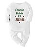 Zeezeezoo 100% Cotton Knit Family Theme Full Sleeves Ammi Abbu Ki Jaan Text Printed Romper - White