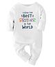 Zeezeezoo 100% Cotton Knit Sibling Theme Full Sleeves I Have The Best Brother In The World Text Printed Romper - White