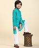 P-MARK Cotton Woven Full Sleeves Abstract Printed Kurta Pyjama Set - Firozi