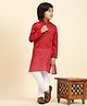 P-MARK Cotton Woven Full Sleeves Abstract Printed Kurta Pyjama Set - Maroon