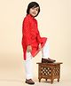 P-MARK Cotton Woven Full Sleeves Abstract Printed Kurta Pyjama Set - Red