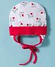 Ben Benny Interlock Knit Baby Cap with Ear Cover Knot & Text Print White & Red - Diameter 10.5 cm