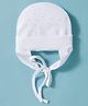Ben Benny Interlock Knit Baby Cap with Ear Cover Knot & Dots Print White - Diameter 10.5 cm