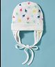 Ben Benny Interlock Knit Baby Cap with Ear Cover Knot & Nautical Print White - Diameter 10.5 cm