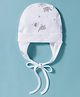 Ben Benny Interlock Knit Baby Cap with Ear Cover Knot & Animal Print White - Diameter 10.5 cm