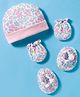 Ben Benny Interlock Knit Cap Mittens & Booties Set with Floral Print Multicolor - Diameter 8 cm