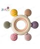 Kidcup Baby Teether with Wooden Ring & Silicone Teething Toys Pack of 1 (Multicolor & Design May Vary)