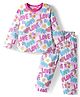 Babyhug Cotton Knit Full Sleeves Co-ords Night Suit With  Text Print - White