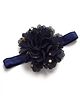 Bhoomi Collection Floral Applique Detailed Polka Dots Printed Headband - Navy Blue