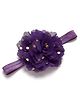 Bhoomi Collection Polka Dots Foil Printed Floral Applique Detailed Headband - Purple
