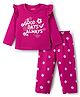 Babyhug Cotton Knit Full Sleeves Night Suit With Floral Print - Pink